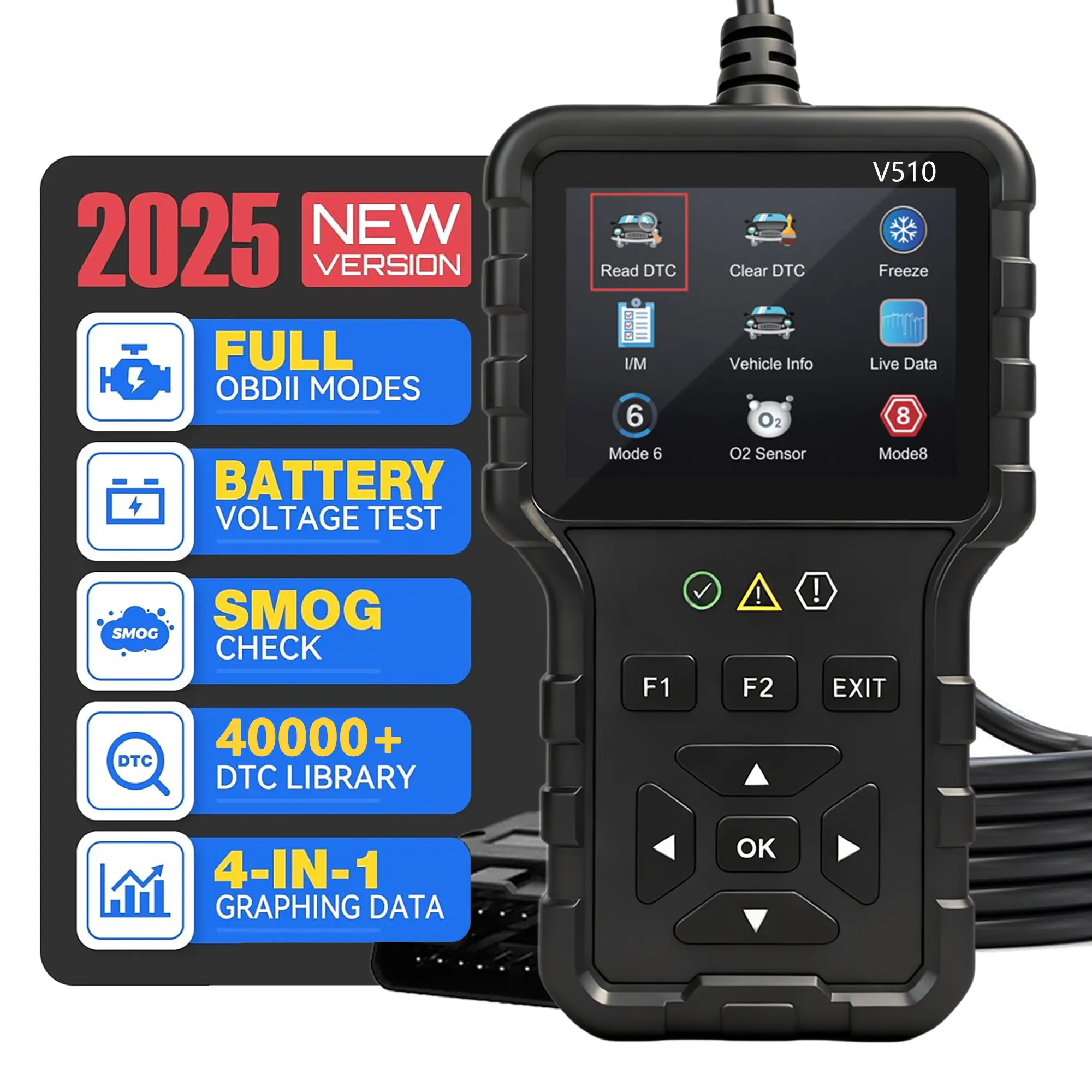 Obd2 Car Scanner V302 with Battery Test, Auto Diagnostic Tool, Digital Automotive Tester, Automotive Diagnosis Scanner, for Engine Light, Fault Code Reader for All Obd-Ii Vehicles Since 1996, Automotive Scan Tool, Obdii Scanner