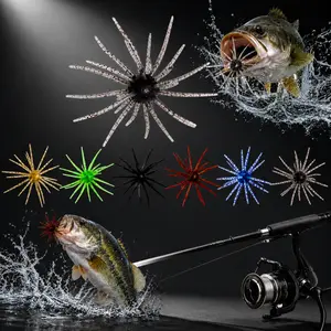 Sea Urchin Shaped Soft Bass Fishing Lures, Lifelike Silicone PVC Bait, Outdoor Fishing Accessory Fit for Drop Shot Rig