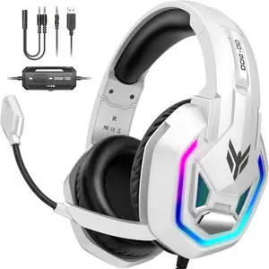 Gaming Headset for PS5, PS4,  Series X|S,  One, PC, ,  - RGB Over-Ear Headphones with 7.1 Surround Sound, Noise Cancelling Mic, 50mm Drivers & Memory  Ear Pads