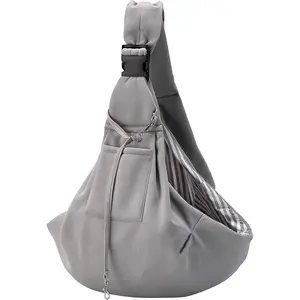 Adjustable Hands Free Small Dog Cat Sling Carrier Reversible Pet Travel Bag for Outdoor Backpack Use