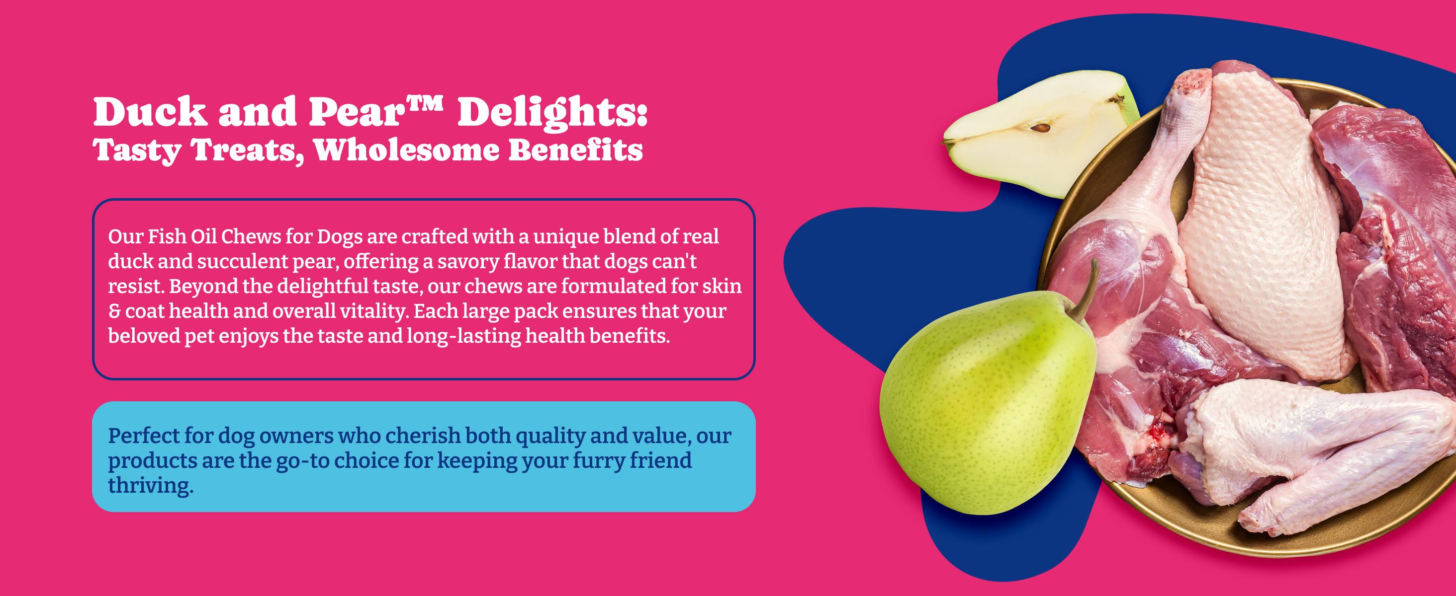 Fish Oil Chews for Dogs & Cats, YoYoBay Omega 3 Fish Oil for Dogs - Rich in Omega 3, 6, and 9 with Flaxseed Oil, EPA & DHA - 180 Soft Chews, Duck & Pear Flavor - Anti-Inflammation, Healthy Skin & Shiny Coat, Heart Health Fish Oil Chews for Dogs & Cats, YoYoBay Omega 3 Fish Oil for Dogs - Rich in Omega 3, 6, and 9 with Flaxseed Oil, EPA & DHA - 180 Soft Chews, Duck & Pear Flavor - Anti-Inflammation, Healthy Skin & Shiny Coat, Heart Health