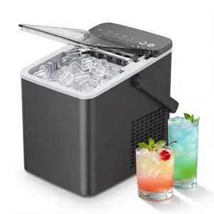 EUHOMY Countertop Ice Maker, 26 lbs/Day Portable Bullet Ice Machine, Self-Cleaning, Compact Design, Gray