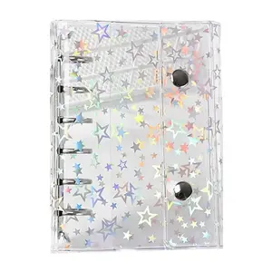 Transparent PVC A6 Notebook with 6-Ring Binder, School & Office Supplies, Photo Album, Organizer, Planner, File Folder, A6/a7 Size