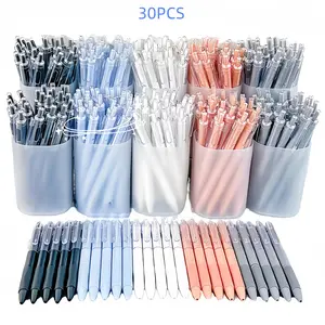 30-Pack Morandi Gel Pens, Retractable Clicker Pens, Simple Click Mechanism, Smooth Writing, 0.5mm, Ideal for Students, Daily Use, Perfect Gift for Teachers and Students
