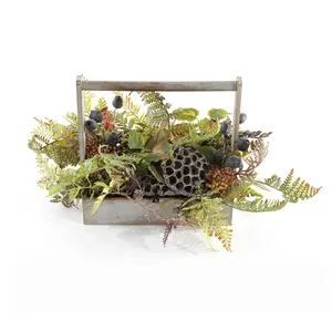 Safavieh Faux Lotus & Fern Wood Planter