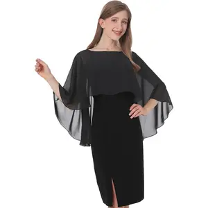 Women's Capelet Shawls and Wraps for Evening Dresses Soft Bridesmaid Shawl Chiffon Cape Wedding Cover Up