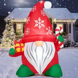 6FT Inflatable Santa Gnome with LED Lights, Outdoor Christmas Yard Decoration, Blow Up Holiday Decor for Lawn, Garden and Patio