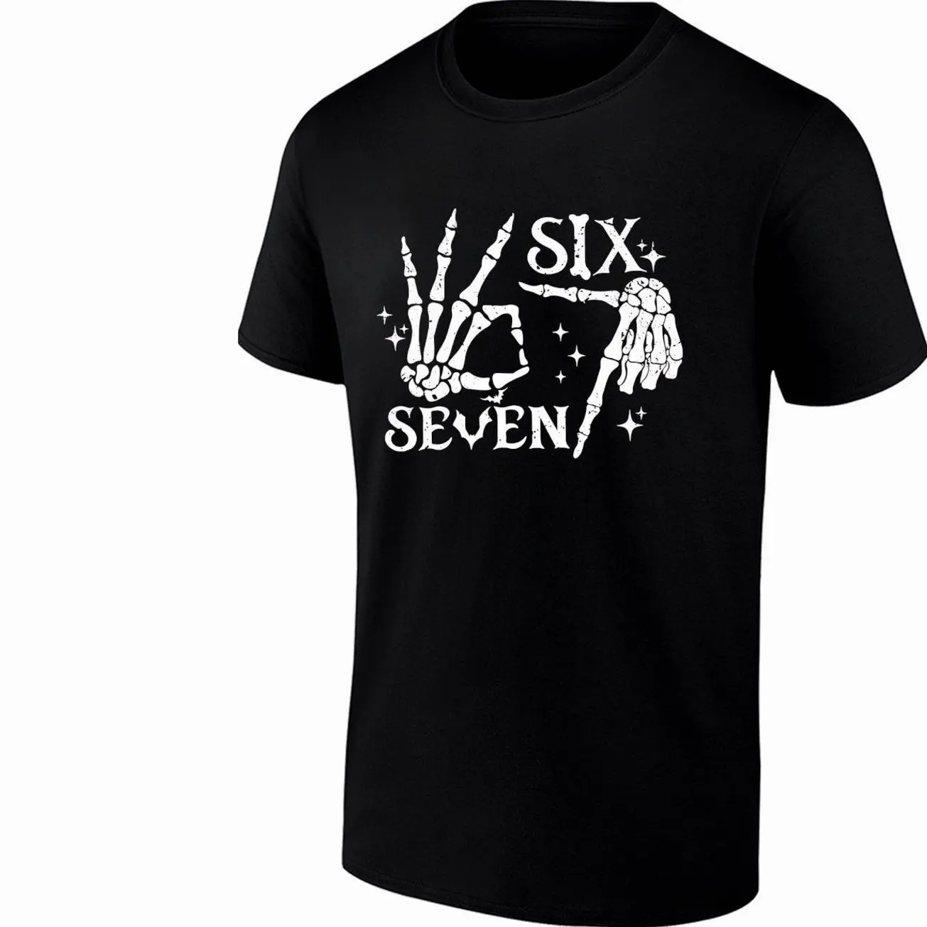 Skeleton six seven hand gesture spooky gothic shirt 1TD