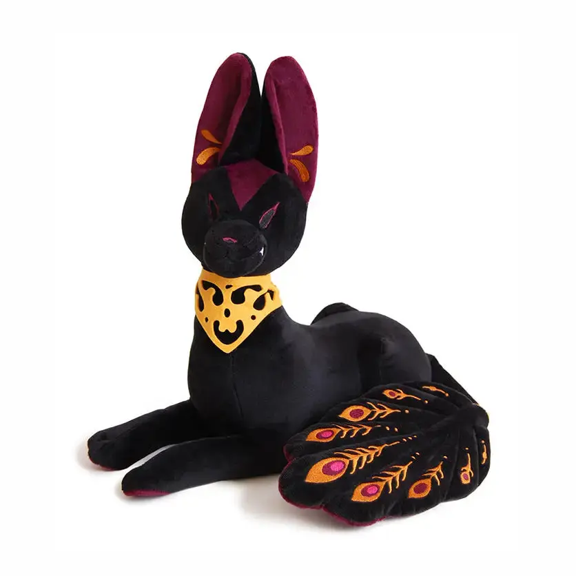 New Floral Frolic Underworld Jackal Plush, 15 inches Tall Gothic Mythology Companion - 28 inches Long Collectible Display Plushie