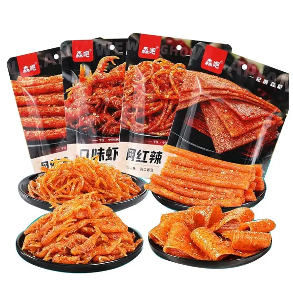 Spicy Strip Latiao Snack Food - Chinese Special Classic Handmade (4-Pcs) | Small Gluten Spicy Gluten Latiao Delicious Snacking, Fragrant Flavour