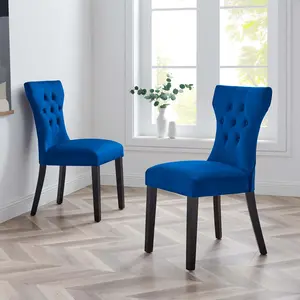 Modway Silhouette Performance Velvet Dining Chairs - Set of 2 in Navy