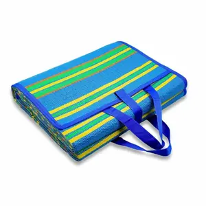 Handy Mat with Strap, Perfect for Picnics, Beaches, RV and Outings, Measures 72" x 108", Blue/Green 24N5Y20W