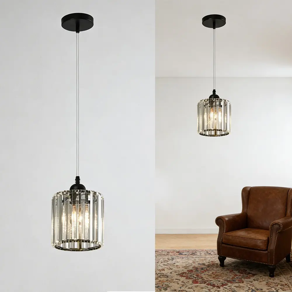 Modern LED Crystal Chandelier Pendant Light, E27 Bulb Warm, Ceiling Mounted Design for Dining Room & Kitchen Decor, Home Decoration Lamp, Decorative Light, Home Decor Lighting, Led Ceiling Lights