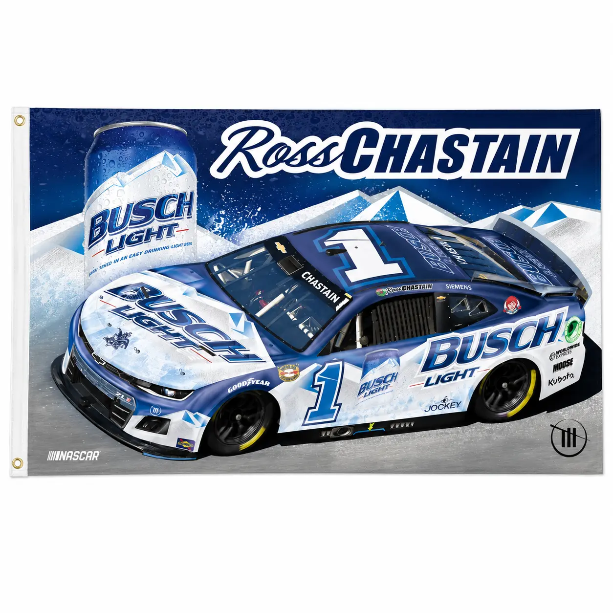 Ross Chastain Busch Light No. 1 Racing Flag 3x5 FT, NASCAR Driver Car Banner, Motorsports Garage Man Cave Wall Decor, Race Fan Gift