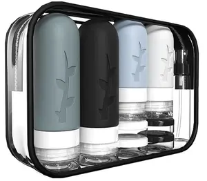 16 Pcs Silicone Travel Bottles Set, Leak-Proof Travel Size Toiletries, TSA Approved Travel Bottles for Toiletries, Portable Travel Toiletries Containers for Women (X-Black)