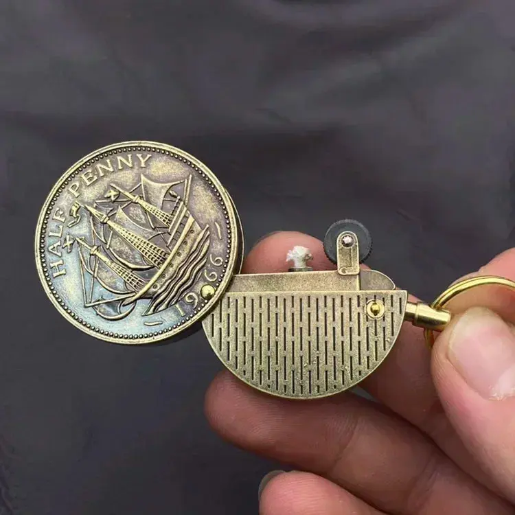 coin cigarette lighter VINTAGE UNBRANDED FLIP TOP CHROME LIGHTER. GENUINE ASIAN COPPER The Zippo Pirate Coin Lighter (BRK Rare 1921 Beckworth Morgan Silver