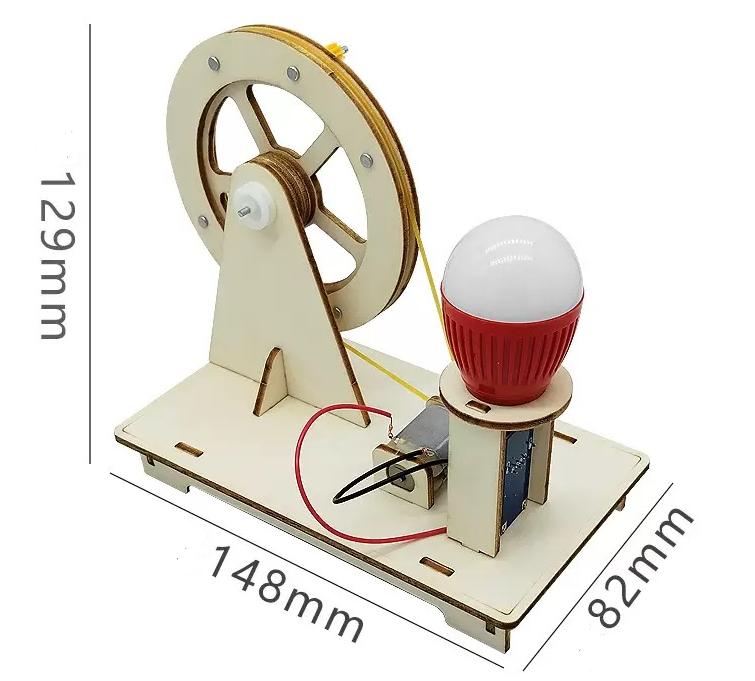 Wooden Hand Crank Generator – Educational Science Toy for Kids, DIY Mechanical Learning Kit