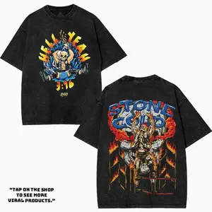 STONE COLD - WWE4U Edition Double Printed Oversize Lightweight Acid Washed Tee Vintage WWE4U Fans TV Series Graphic Design Top Cotton Wrestling Streetwear T-Shirt Clothes Menswear Womenswear. 1VE