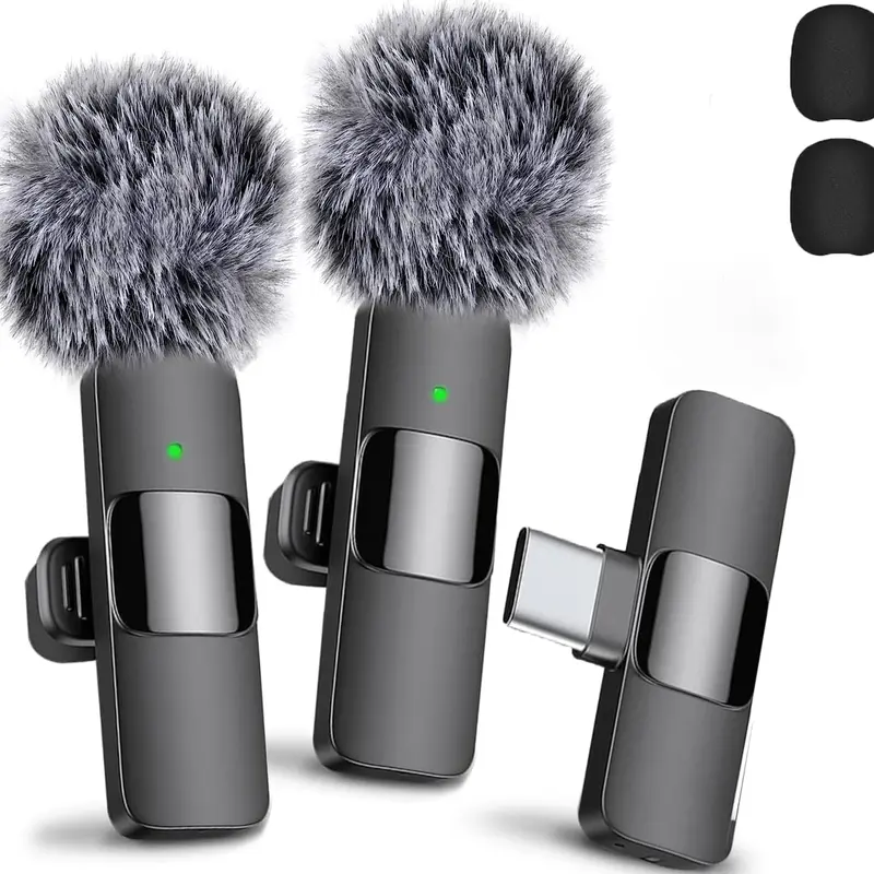 Sperax 2 Pack Wireless Lavalier Microphone for Interview, Video, Podcast, YouTube - Mini Clip-on Omnidirectional Mic for iPhone iOS Android Smartphones, USB-C & Lightning Receiver, AI Noise Reduction DSP, Rechargeable 6-Hour Battery, Plug & Play