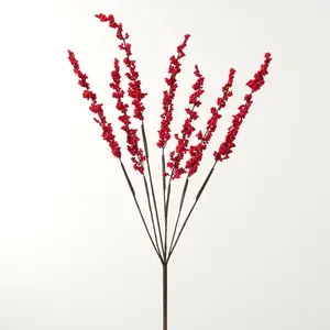 Small Red Berry Cluster Faux Branch Spray - 33"