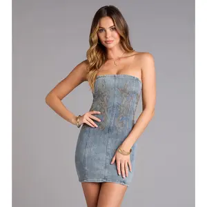 Studded Rodeo Denim Mini Dress
