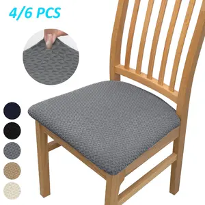 4/6 Piece Jacquard Dining Chair Seat Covers, Triangle Jacquard Fabric, Medium Elasticity, stretch chair slipcovers, Modern Integrated Design, Home Decor Protector, Protective Cover