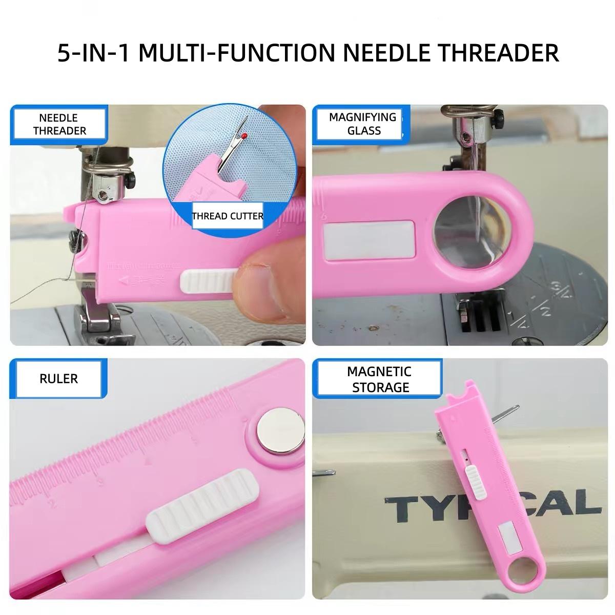 5-in-1 Sewing Needle Threader with Seam Ripper, Magnifying Glass, Ruler & Magnetic Storage - Industrial & Domestic Sewing Machine Accessory