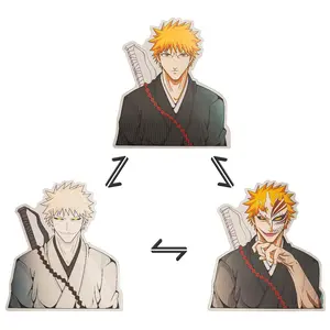 Bleach Ichigo Kurosaki Manga Art Anime 3D Decal 3 Face Sticker Car Reflective for Fans Unique 3D Design Ideal for Car Decoration