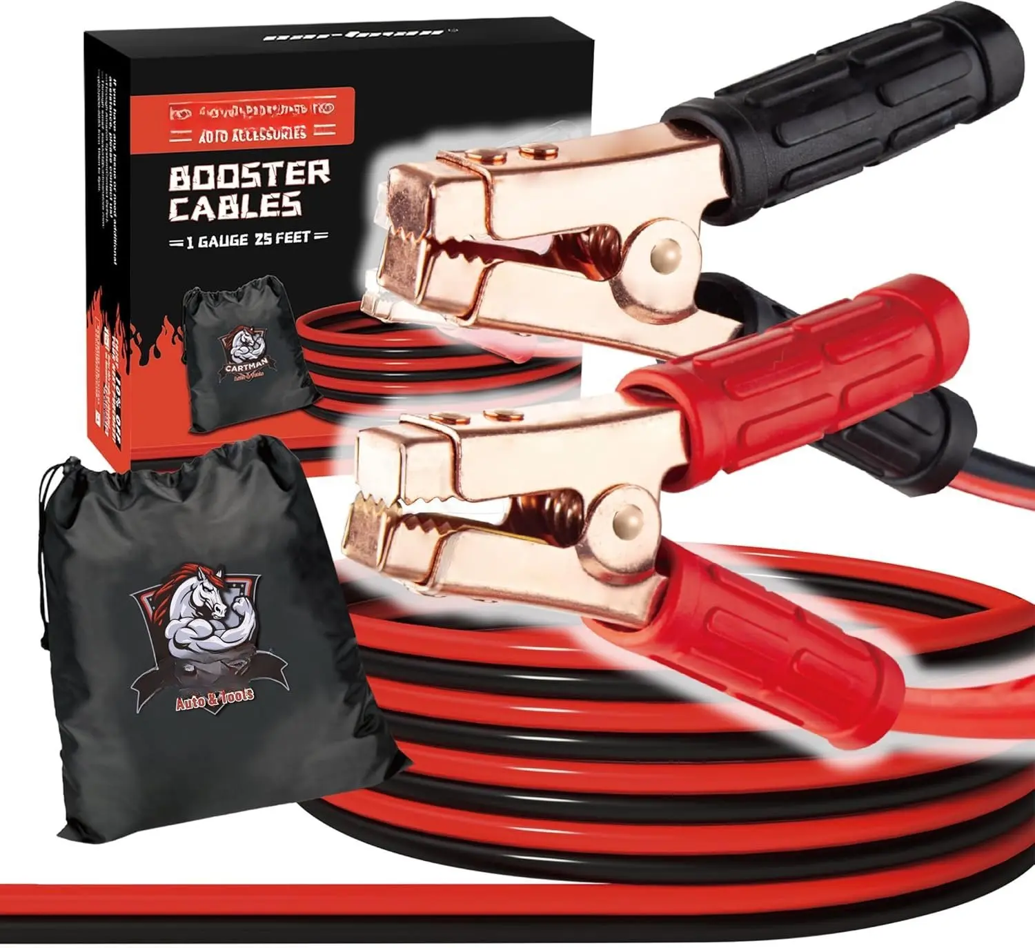 1 Gauge 25Feet Jumper Cables 800AMP Heavy Duty Booster Cables with Carry Bag