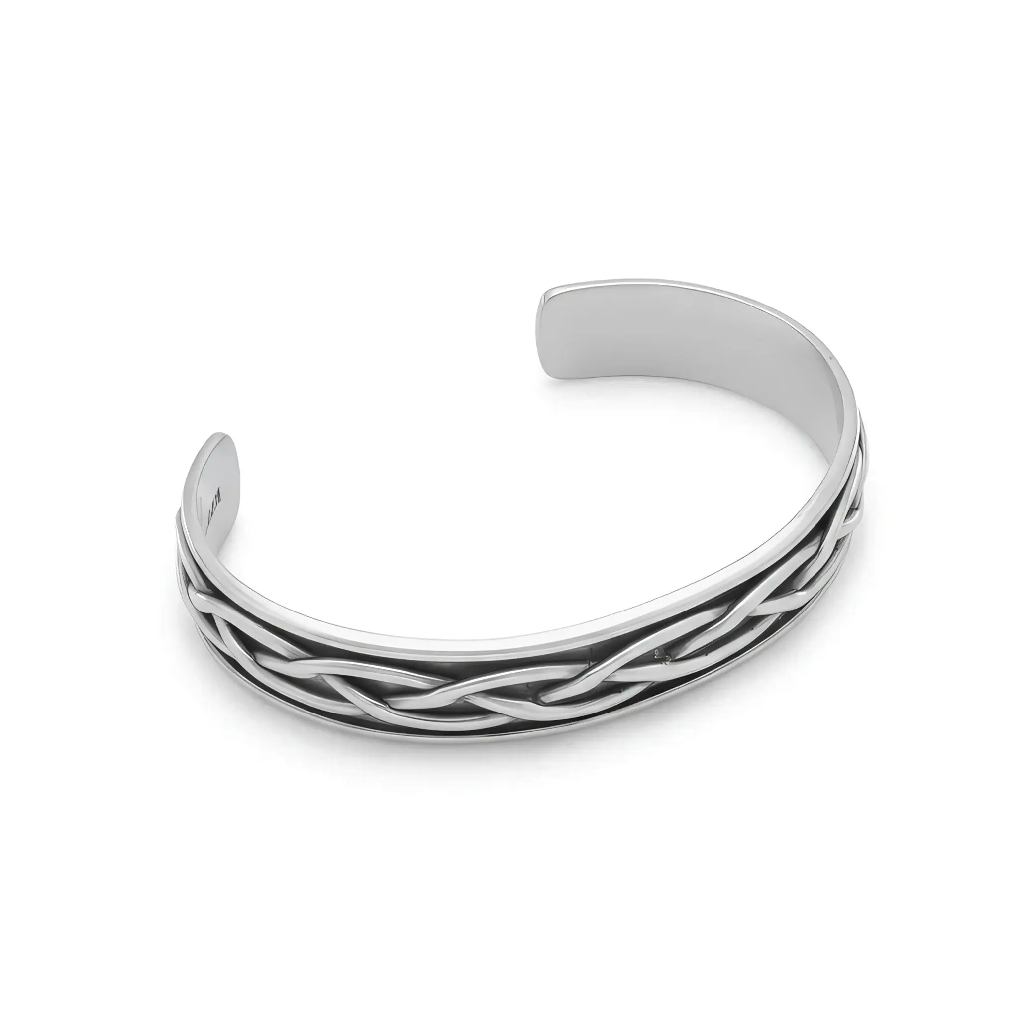 Braided Cuff Bracelet - Sterling Silver Oxidized Handmade Mexico