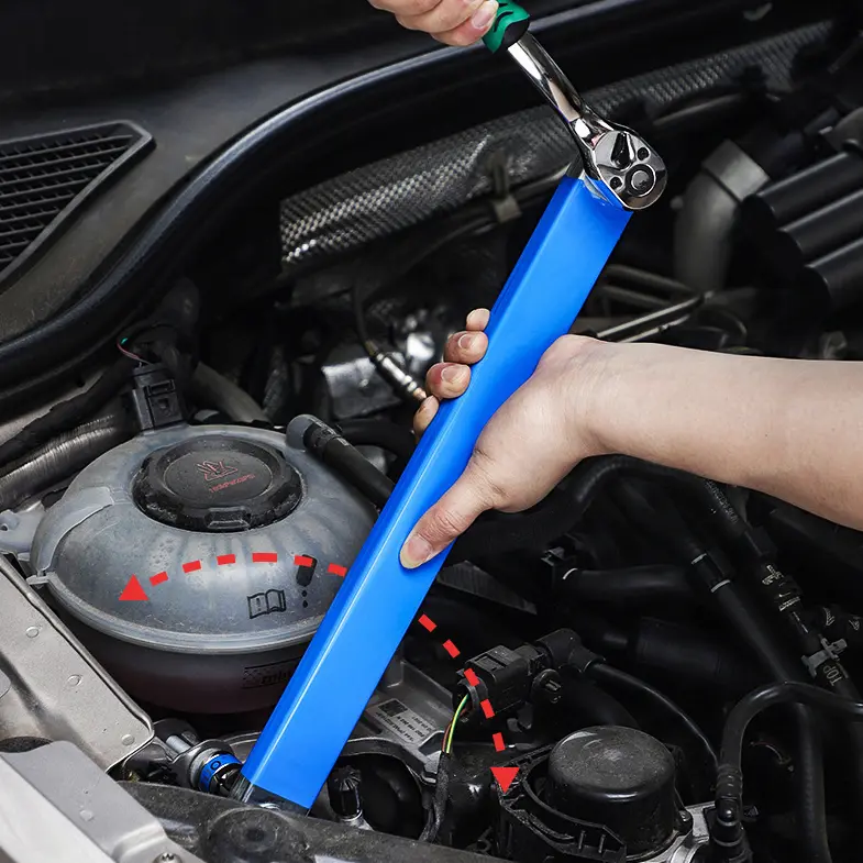Offset Extension Wrench, Upgraded Impact Ready Extension Wrench Set, with 4pcs 1/2", 1/4" and 3/8" Square Drive Adapters, 15" Socket Wrench Tool, Universal Extensions Wrench for Hard-to-reach Place, SummerVibes