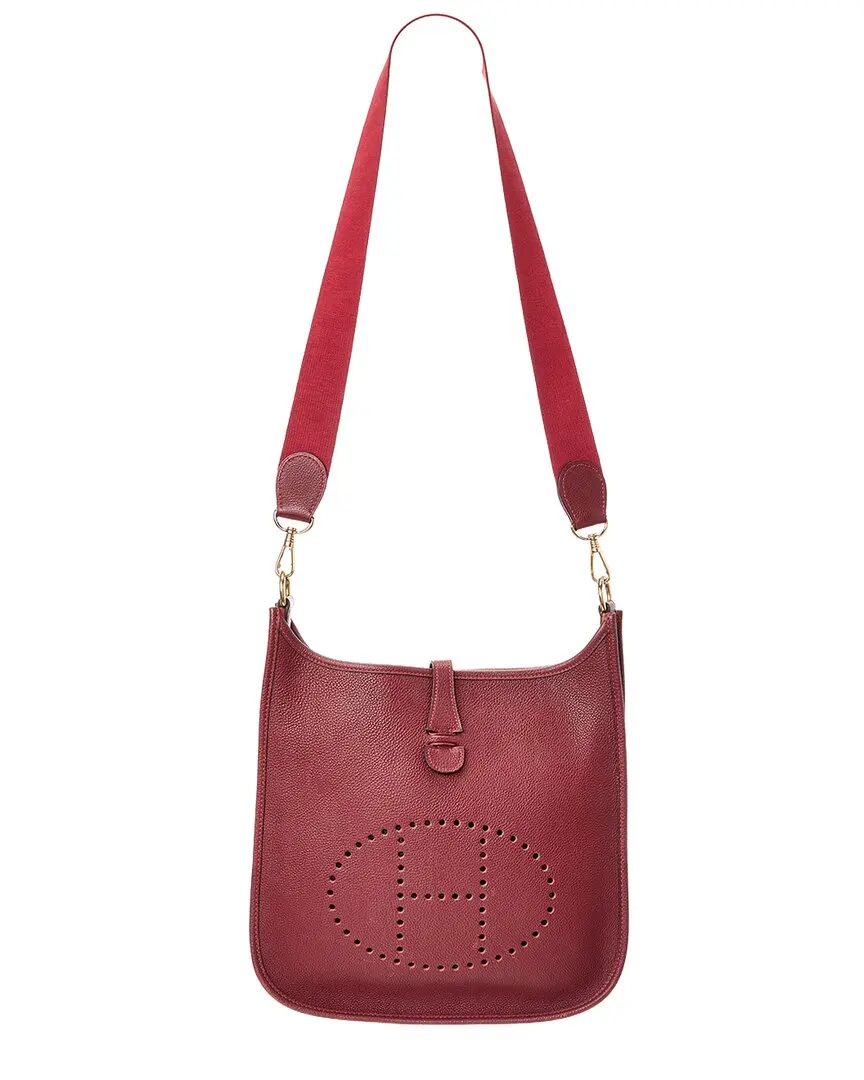 Hermès Rouge Togo Leather Evelyne PM (Authentic Pre-Loved)