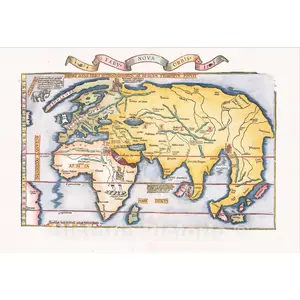 World Map by Fries after Waldseemuller 1529 - Hand-Colored Historical Map Print