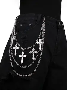 Punk Style Cross Design Jeans Chain, Fashionable Jeans Waist Chain for Men & Women, Trendy All-match & Exquisite Belt for Birthday Gift, Waist Chain Accessory