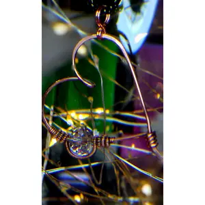 Hand-Wrapped Copper Heart Pendant with Sparkling Glass Bead