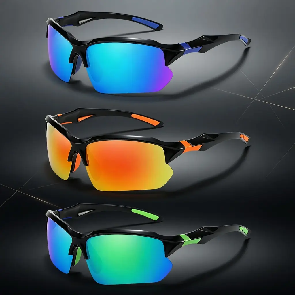 3‑Pack Half‑Frame Polarized Sports Sunglasses for Men, UV400 Protection Wrap‑Around Outdoor Shades, Lightweight Non‑Slip Glasses for Cycling Driving Fishing Hiking Daily Wear