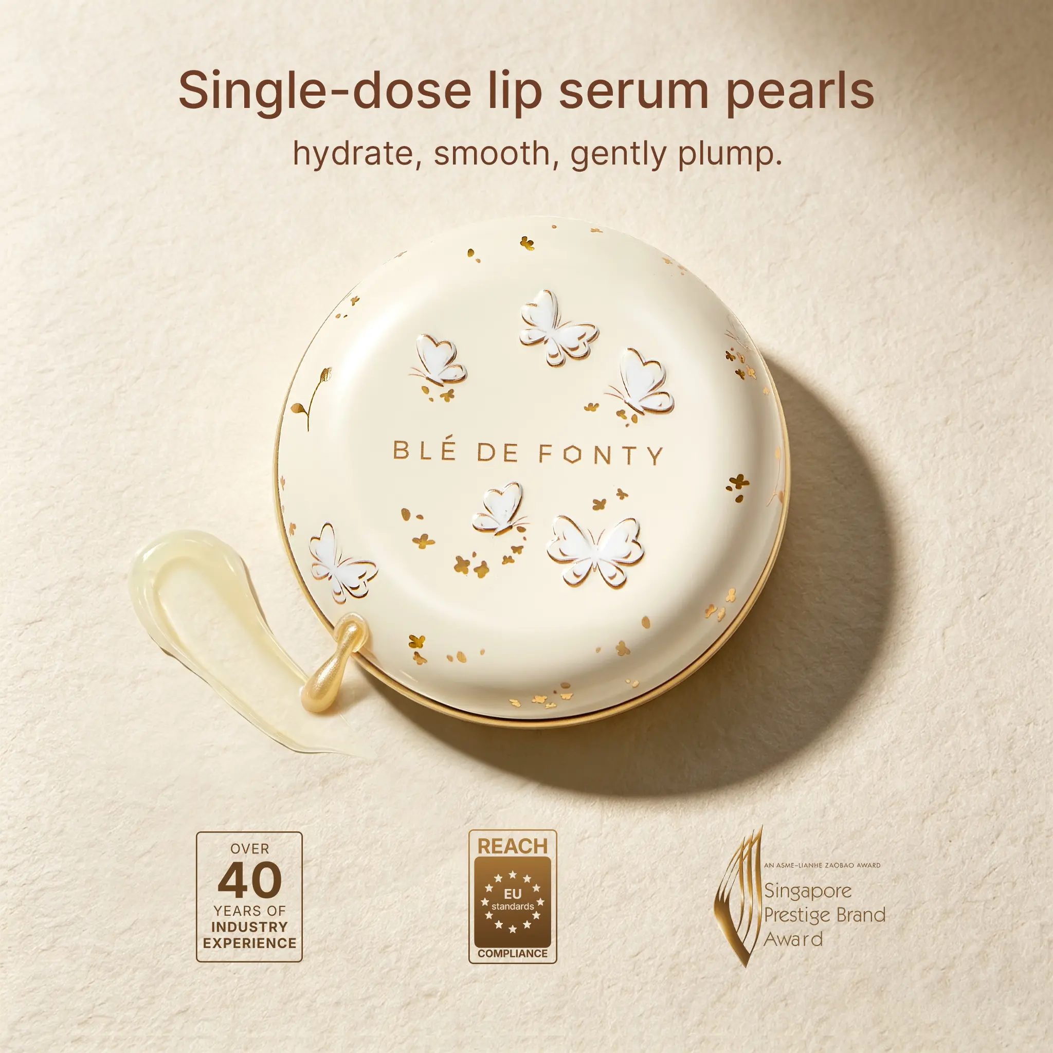 Blé de Fonty - The Lip Hydrating Beauty Serum Pearls: Plumping Lip Treatment Capsules for Smoothing Fine Lines & Rosy, Healthy-Looking Lips