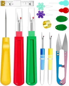Seam Rippers for Sewing – 2 Big and 2 Small Stitch Remover Tools, Thread Ripper, Embroidery Removal Tool, with Needle Threaders, Thimbles, Tape...