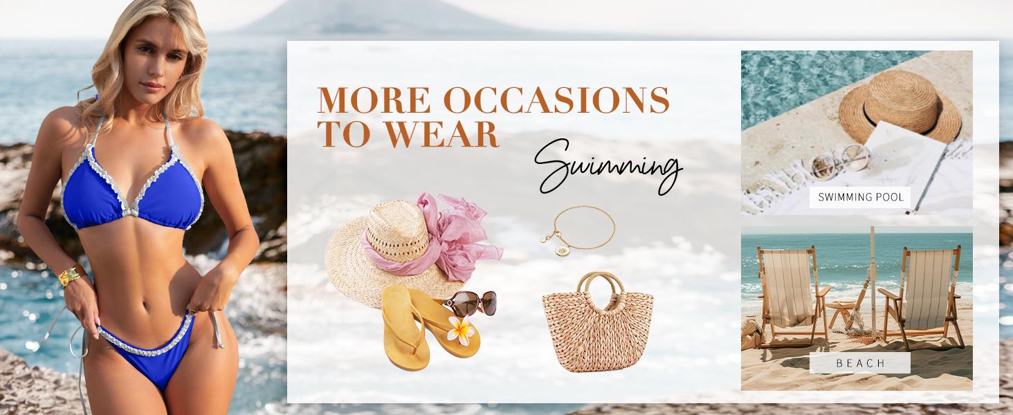 ANRABESS Sexy Bikini Sets for Women Ruffle Trim Two Piece Swimsuit 2026 Summer Bathing Suit Halter String Triangle Swimwear