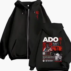 Singer Ado Hibana World Tour 2025 Zip Up Hoodie, Singer Music Style Sweatshirts, Graphic Street Vintage Hooded, Gift for Fan Cotton Fabric