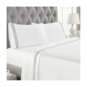 Superior Egyptian Cotton 1200TC Embroidered BedSheet Set,King