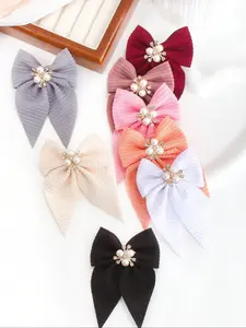 10/20/50pcs pearl rhinestone bow hair clip set, Pearl Accents, Hair Clip Accessories, multi-color hair clips, suitable for girls and women, perfect for school, parties, or everyday use, adding charm to ponytails, braids, or half-up hairstyles