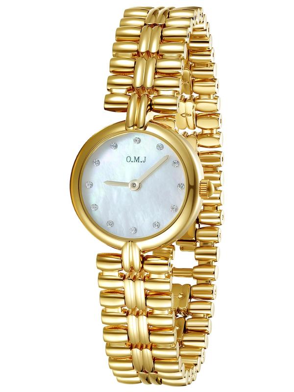 O.M.J G083 Watches for Women Vintage Analog Display Quartz Drive Watch, 20mm Round Gold Dial, 30M Waterproof, Durable Steel Strap with Clasp, 12 Month Service, Classic Elegant Practical Fashion Accessory, Includes Tools