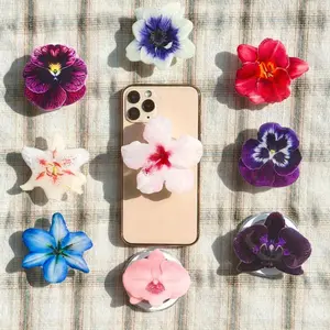 Floral Phone Grip Set 4PCS, Orchid, Pansy & Lily Magnetic Phone Holder, Cute Flower Grip for Phone & Kindle