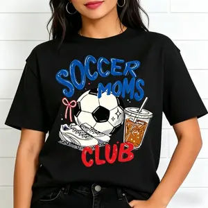 Women's Soccer Mom T-Shirt - Gameday Doodle Design, Trendy Comfy Sports Apparel