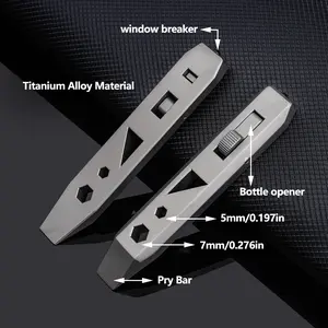 6-in-1 Titanium alloy EDC Pry Bar Multi-Tool Bottle/Can Opener, Window Breaker, Wrench, Nail Puller Compact Pocket Tool for Men tiktokshopspringglowup
