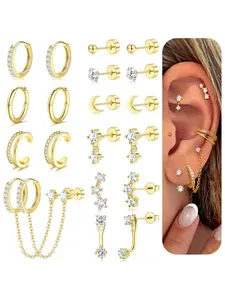 20 Pcs Small Gold Earrings for Women Hypoallergenic 20G Surgical Stainless Steel Flat Back Stud Earrings Dainty Fashion Jewelry Stackable Earring Stacks Hoop Cartilage Earring Sets for Multiple Piercing Stud Earring Jewelry Ear Studs Fashionable Earrings