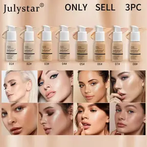 High Coverage Matte Foundation, Oil Control, Waterproof, Long-Lasting, Non-Shedding, Lightweight, 30ML X 3, Multi-Pack Cosmetics
