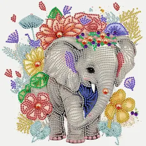 Elephant Pattern DIY Diamond Arts Colorful Painting Kit without Frame, DIY 5D Diamond Arts Colorful Painting Kit, Wall Art Decor for Home