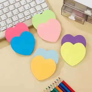 Heart-Shaped Self-Adhesive Sticky Notes, Colorful Creative Notes for Office and School, 8 Pack, 30 Sheets Per Book, Easy Organization